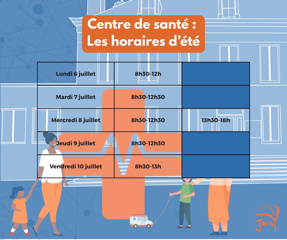 CENTRE DE SANTÉ – Les horaires de la semaine
