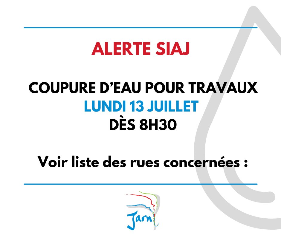 ALERTE SIAJ – Coupure d&rsquo;eau
