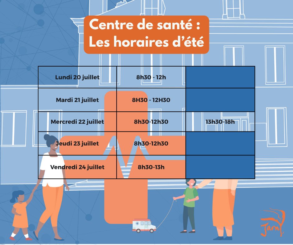 CENTRE DE SANTÉ – Les horaires de la semaine